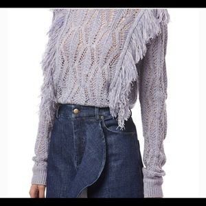 Amur Carla Fringe Sweater In Lilac